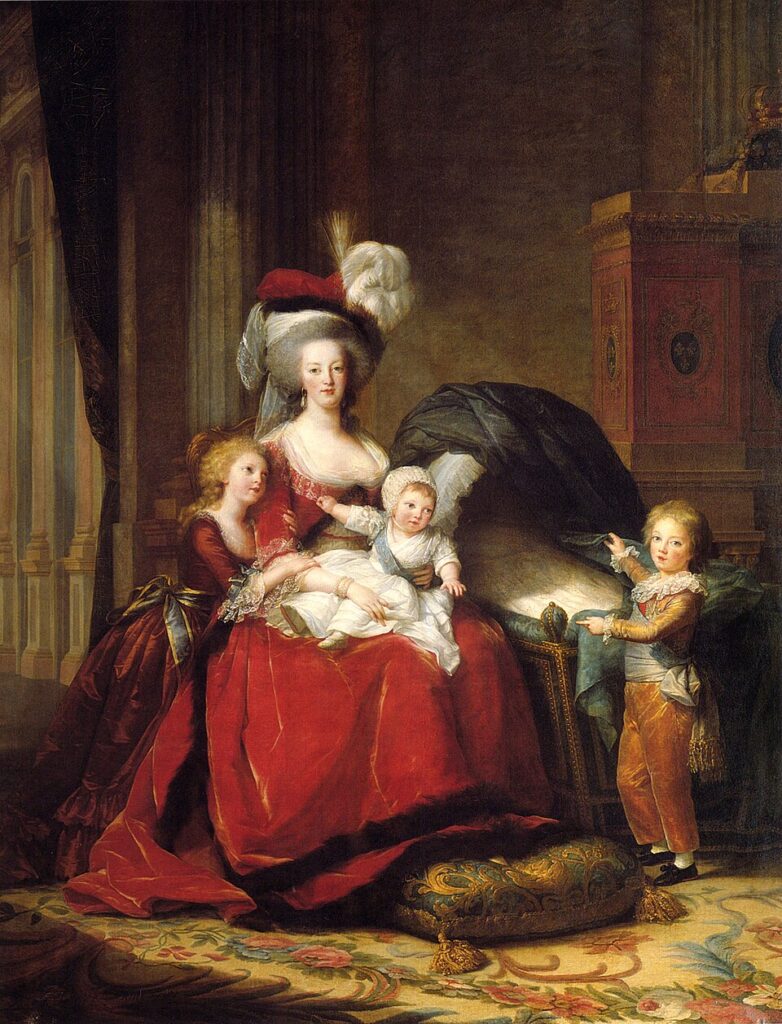 Marie Antoinette and Her Children by Élisabeth Vigée Le Brun, 1787 A given for this projection. Actually, the inspiration after I wrote this and learned she wanted everyone to see her jewels were her children.